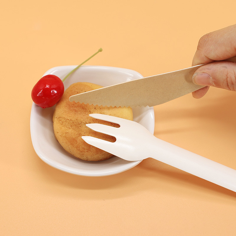 disposable degradable paper knife tableware set western dessert fork easy to carry paper spoon