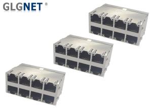Quality 8 Ports Stacked 10G Rj45 Through Hole Connector Light Pipe 720mA Per Pair wholesale