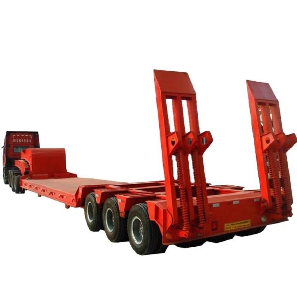 50-90Tons Loading Capacity Leaf Spring Suspension Lowbed Trailer with 2 Lines