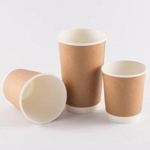 Quality Embossing Kraft Paper Cups With Lids , Coffee Packaging Double Wall Hot Cups wholesale