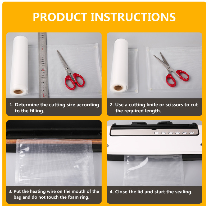 Custom Textured 11''X50'' Packaging Film Rolls , Food Saver Vacuum Sealer Bags