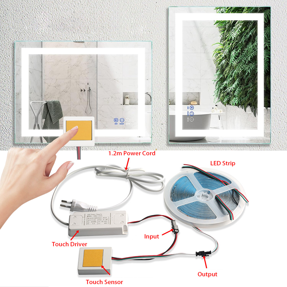 Max. 3A Current Touch Sensor Switch for Mirror 50*46*10mm Product Size Smart LED Light