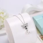 Fashion ODM Butterfly Crystal 0.27in Pearl 3.93g Sterling Silver Jewelry