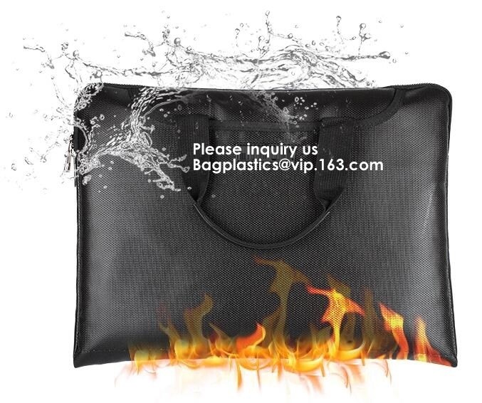 waterproof and fireproof resistant document bag,Lock Box Bag For Documents Money & Office Files Freproof Safe Bag with L