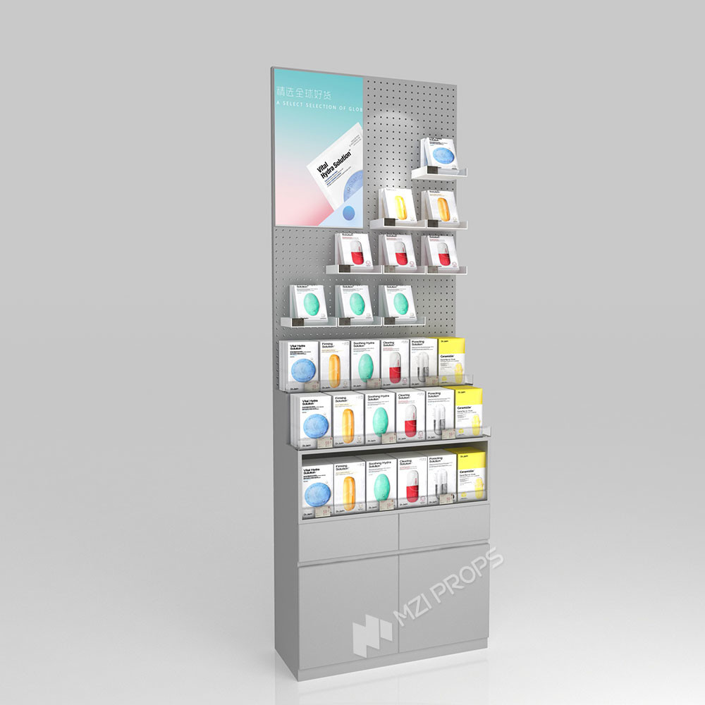 GDR01-BZ-06 Retail Display Column with High-Quality Wood and Grey Paint for Modern Retail Stores