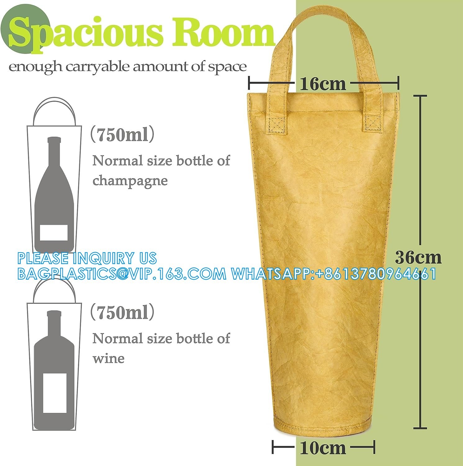 Tyvek Bottle Bag, DuPont insulated Wine Carrier Tote Holders, Portable Gift Bags With Handle For Business