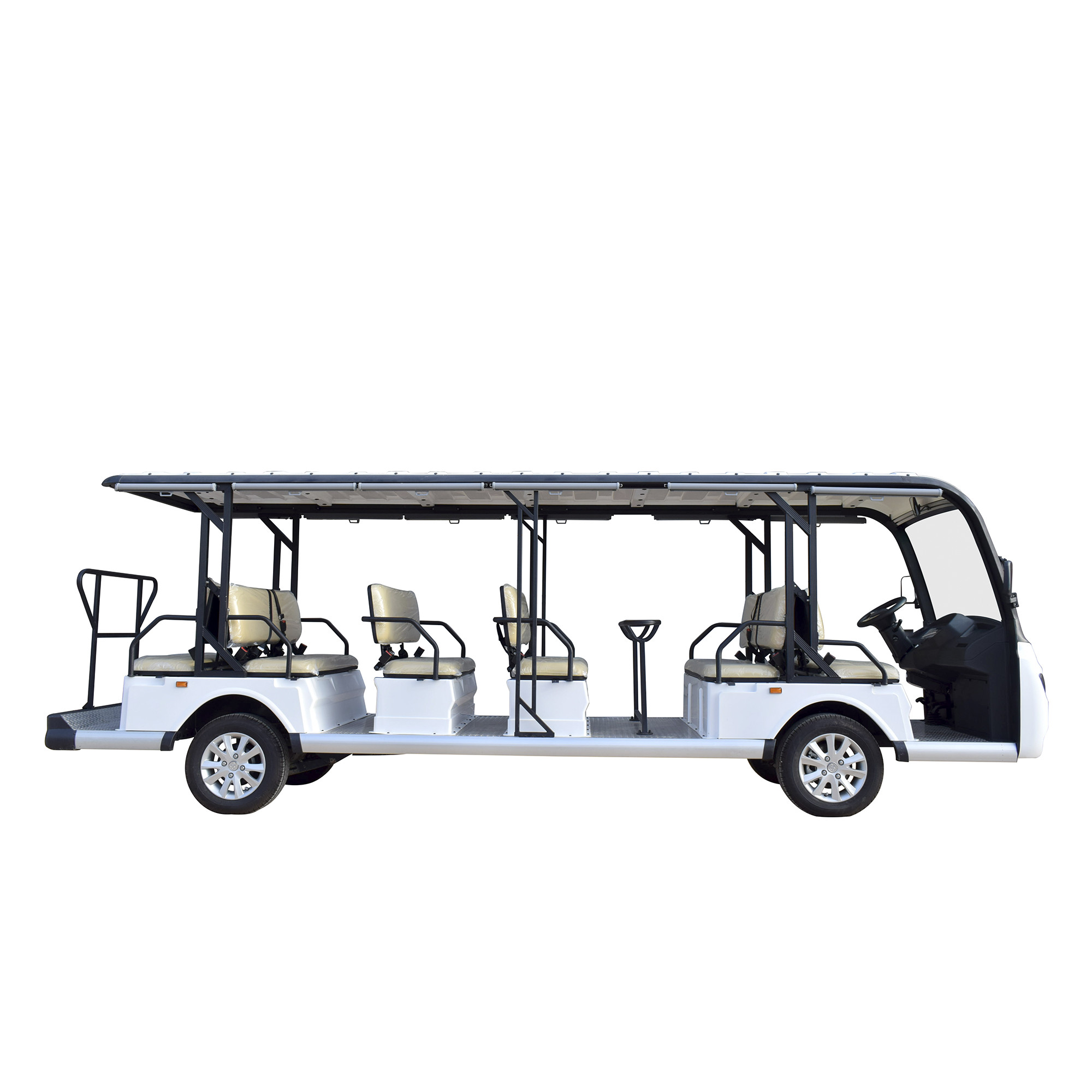 72V Lithium Battery Electric Vehicle Shuttle Bus 18 Passenger Open Buses For Sightseeing