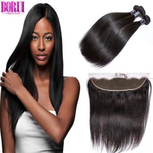 Quality Malaysian Baby Hair Straight Wave Hair , Swiss Pre Plucked Lace Frontal Closure wholesale
