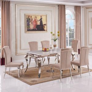 Quality Silvery Legs Luxury Marble Dining Table 60inchx36inchx30inch Italian Modern Style wholesale