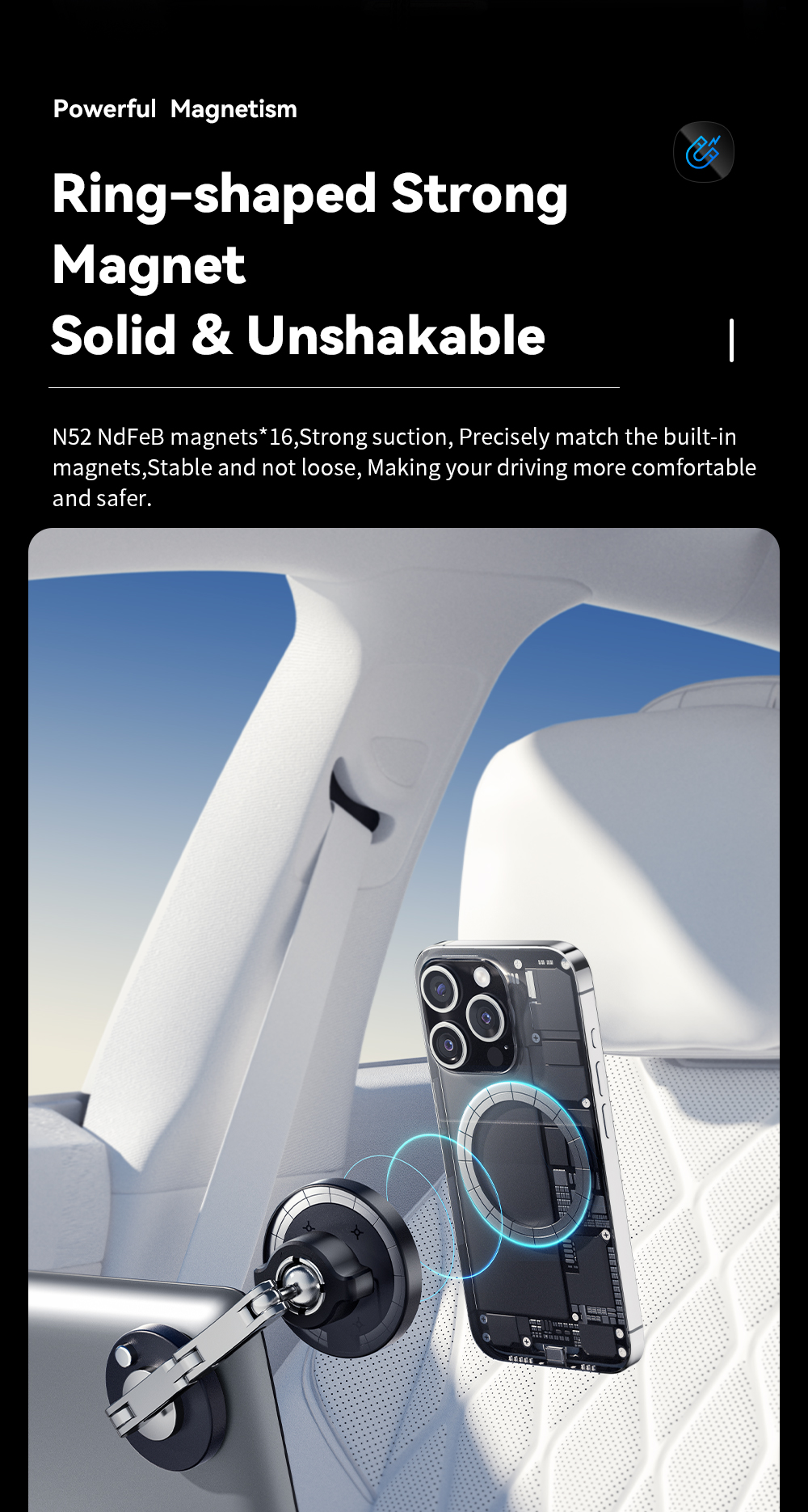 ESSAGER ES-ZJ25 Series 15W Magnetic Car Phone Mount Holder