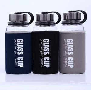 Quality 850ml/1000ml Big Size Sports Glass Bottles Durable High Borosilicate Unbreakable Glass Water Bottle 1 Liter With Nylon Sleeve Against Leaks And Spills wholesale