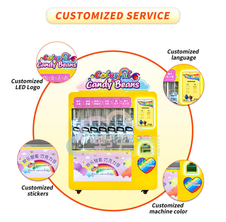 Coin Mechanism Automated Candy Dispensing Vending Machine 200KG