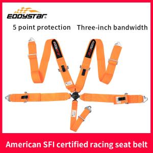 Quality EDDYSTAR Nylon Drift Car Racing Seat Belt Orange Color 5 Point Seat Belt wholesale