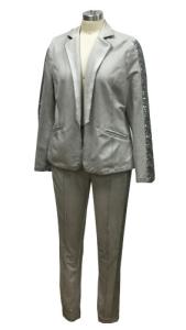 Quality Sequins Decorated Womens Casual Suits , French Terry Ladies Two Piece Suits wholesale