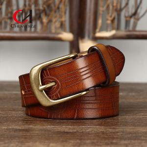 Quality Business Genuine Leather Belt With Zinc Alloy Buckle 100cm Length Brown wholesale
