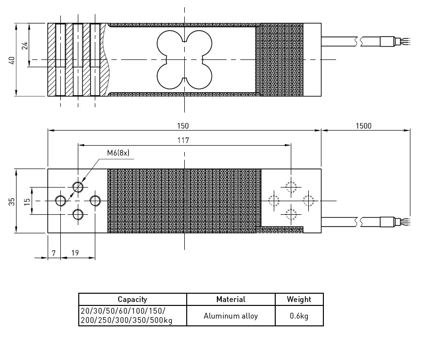 Weighing Sensor 20kg To 500kg Scale Load Cell Strain Gauge Waterproof