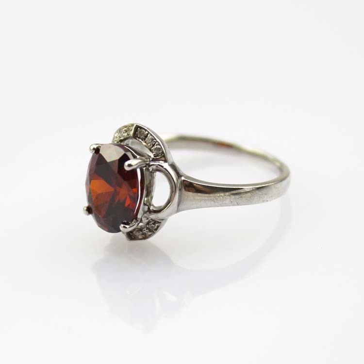 Fashion Jewelry 7mmx9mm Oval Yellow Citrine Cubic Zircon Sterling Silver Ring(R229)