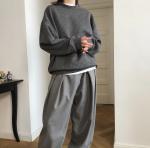 OEM Apparel Winter Oversized Ladies Round Neck Hoodies Losse Long Sleeves Tops
