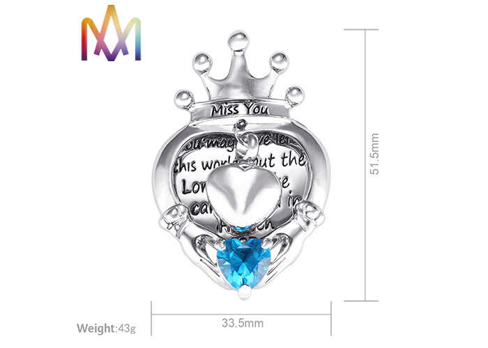 43G Crown Engraved Urn Necklace Charms For Loved Animals