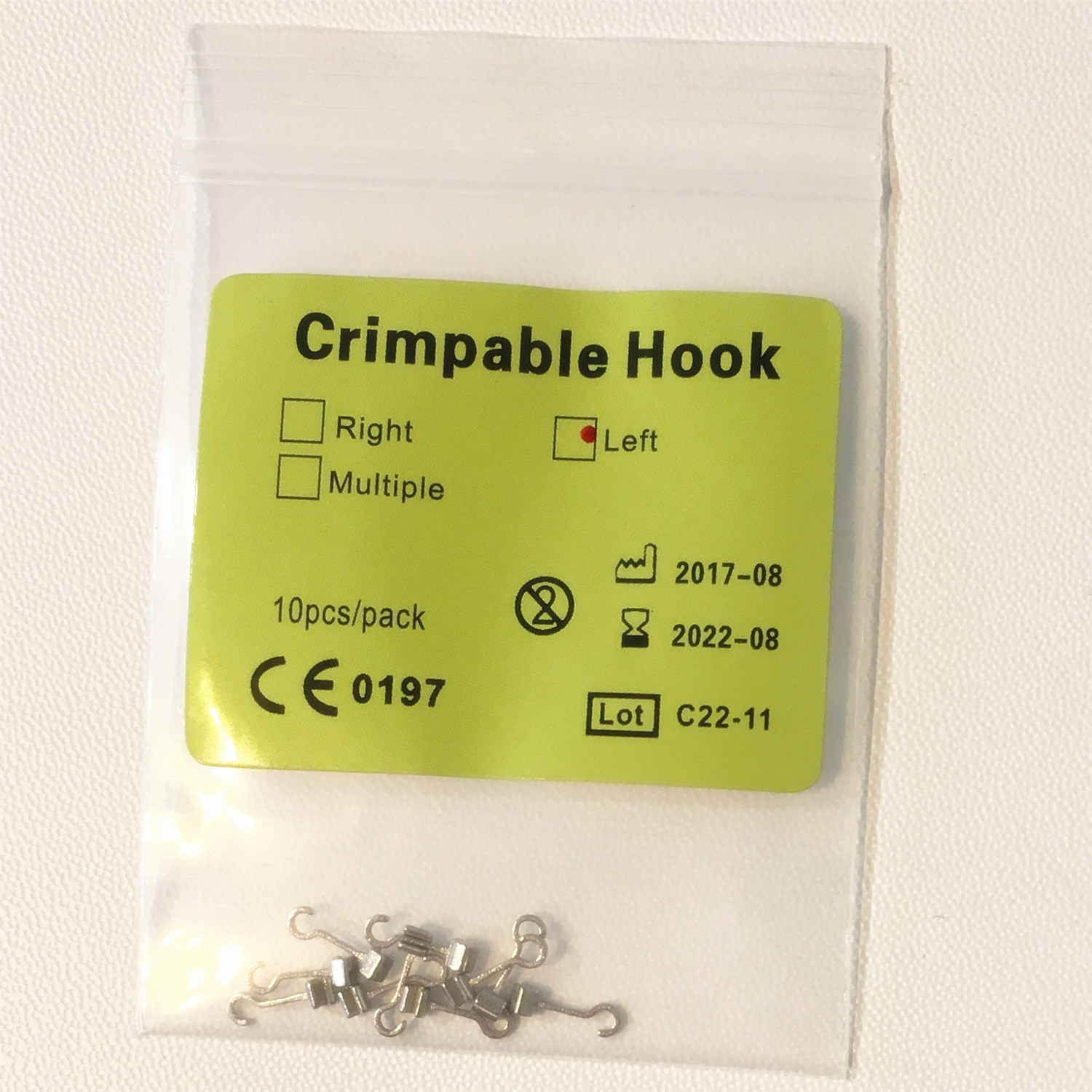 CE Certified Dental Orthodontic Crimpable Hook Long Curved Left Right for Certification MFDS Safety Standard