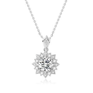 Quality Flower Design 18k Gold Lab-Grown Diamond Pendant Luxury White Diamond Jewelry For Party And Gifts wholesale