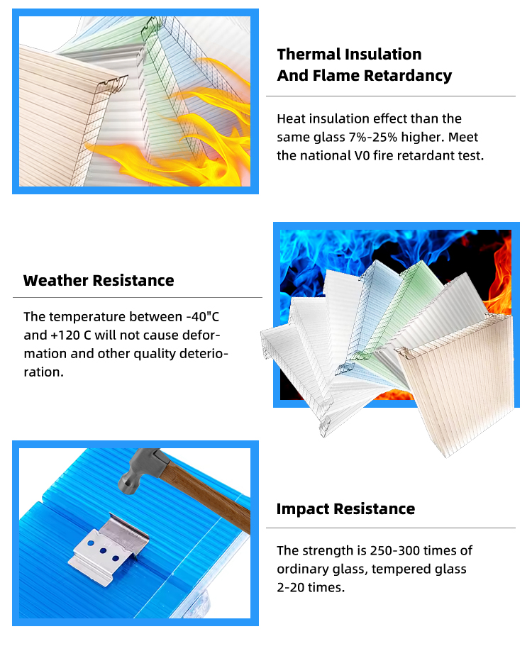 Composite Co Extrusion U-LOCK Panel Colored Transparent Hollow Board For Danpalon Polycarbonate Facade Double Hook Panel