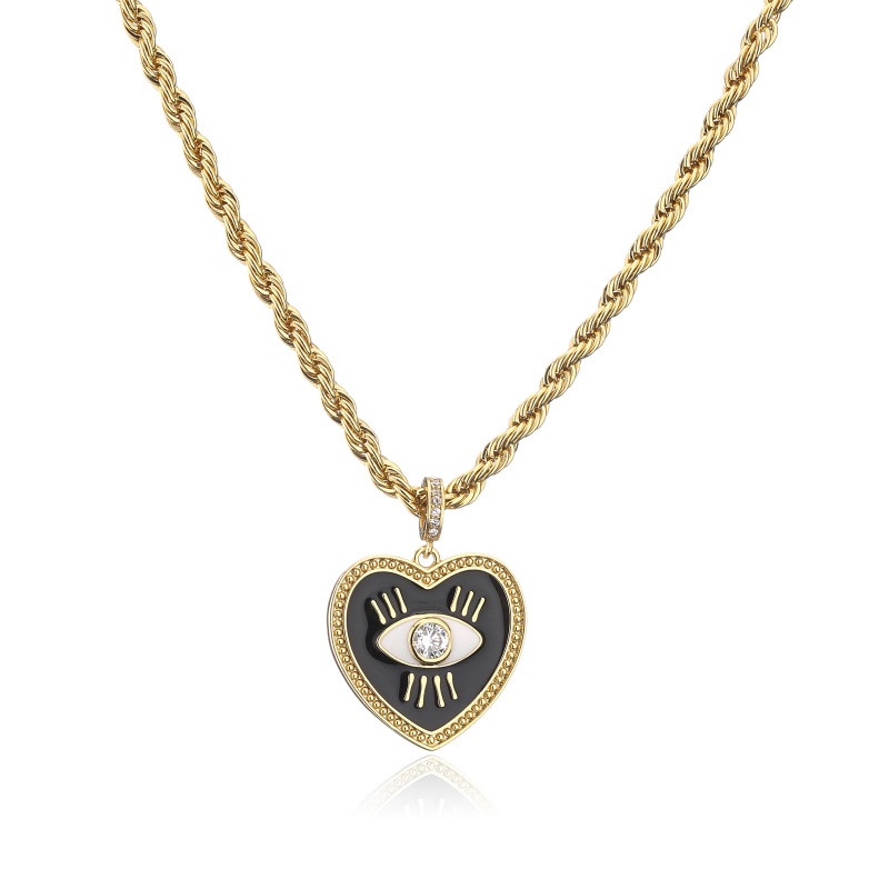 Gold Plated Heart Evil Eye Necklace