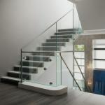 Durable Stainless Steel Handrails with 6mm Toughened Glass Clamps for Staircases