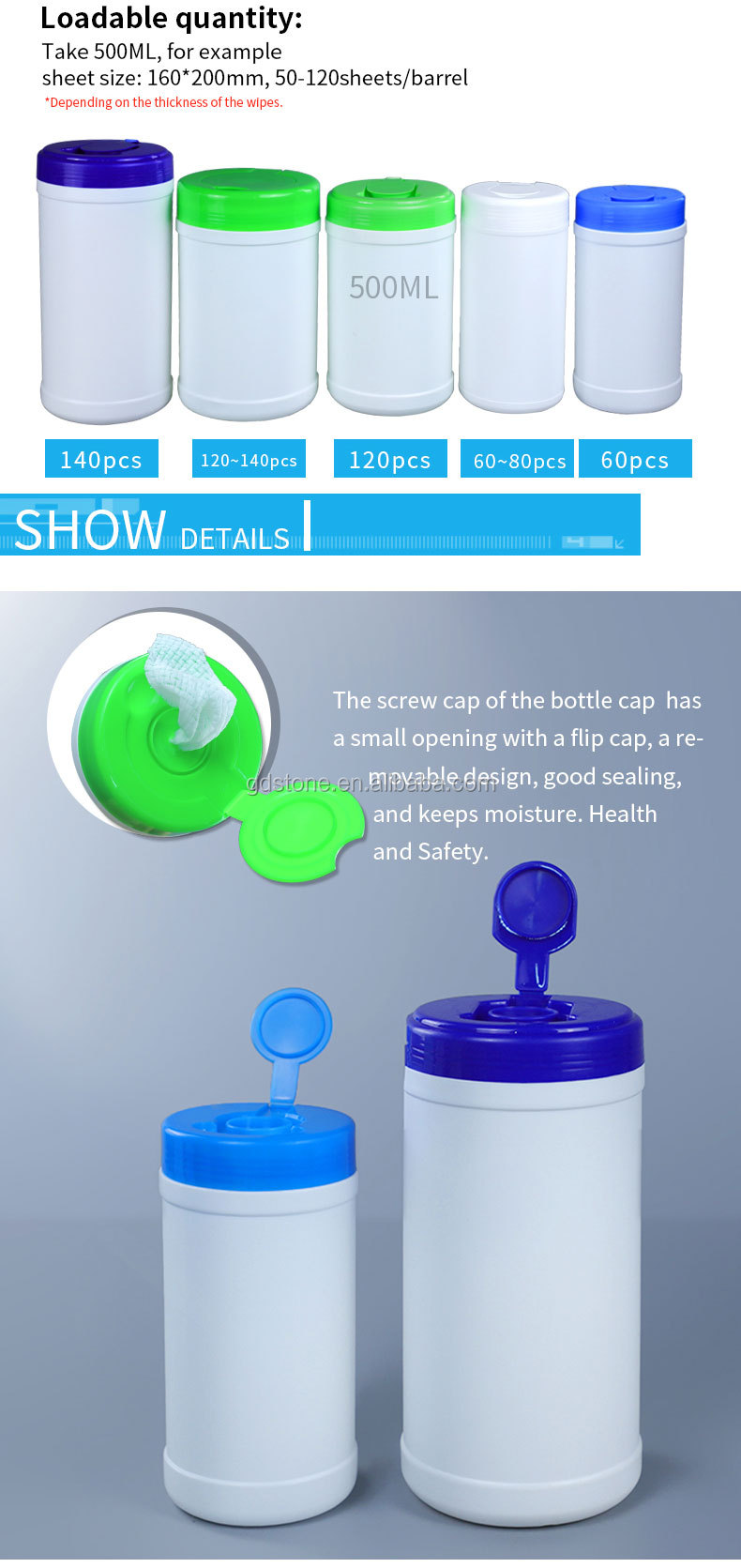 Wipes Alcohol Cotton HDPE Plastic Jerry Can Plastic Bucket With Cap OEM ODM
