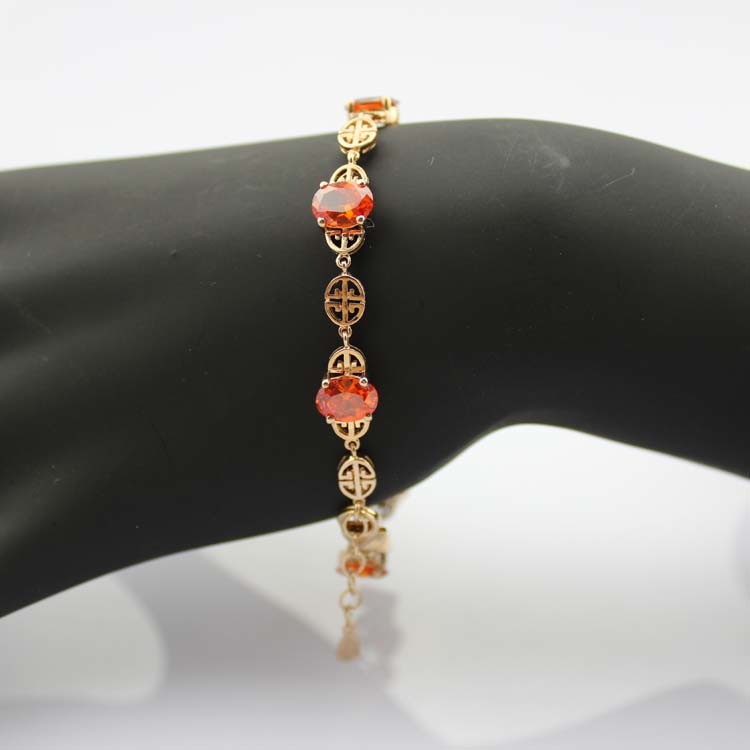 18k Rose Gold Plated 925 Silver Link Garnet Tennis Bracelet(H07)