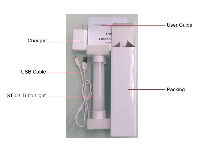 2W 6500K Portable Emergency Light Tube Warming Light Magnet Base Design
