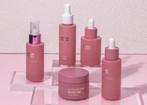 Quality Pink Frosted Empty Cosmetic Bottles Leak Free 50ml Cream Bottle wholesale