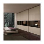 Bedroom Furniture Sliding Door Wardrobes in Wood Style with Eased Edge Metal