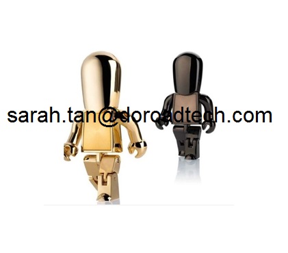 High Quality Metal Gold Robot USB Flash Drive, Gift USB Drives with Laser Printing Logo