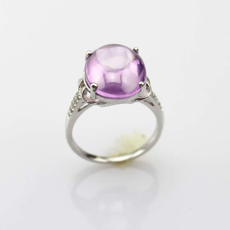 Fashion Jewelry 925 Silver with 11mmx14mm Oval Dome Purple Cubic Zirconia Ring(R105)