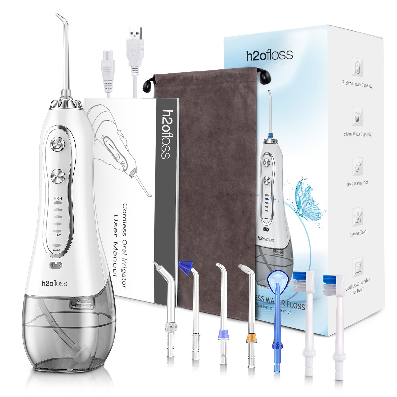 Ultrasonic Water Flosser IPX7 Waterproof For Teeth Whitening