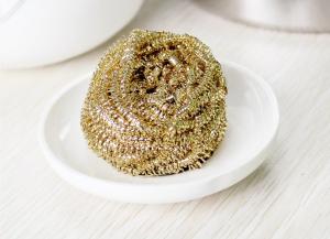 Quality Golden Color Brass Copper Scouring Pads Free Samples Not Easy To Drop Crumbs wholesale