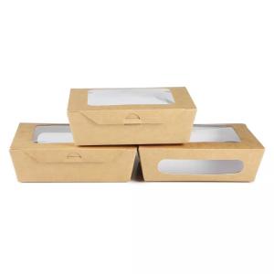Quality Window Kraft Paper Fruit Salad Fast Food Takeaway Lunch Box Recyclable Transparent wholesale