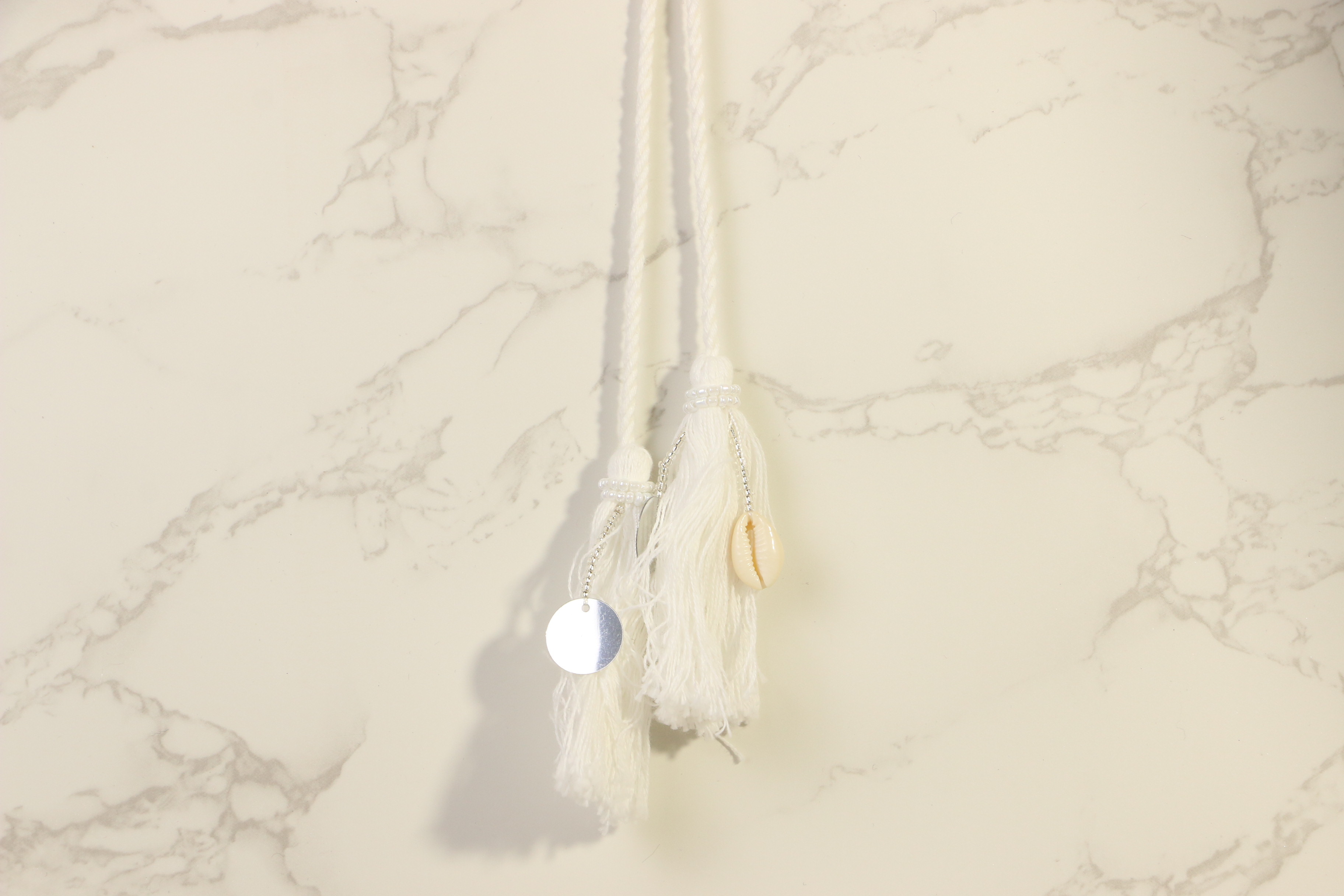 Non Stretch Drawstring Decorated With Beads And Shell Ornament