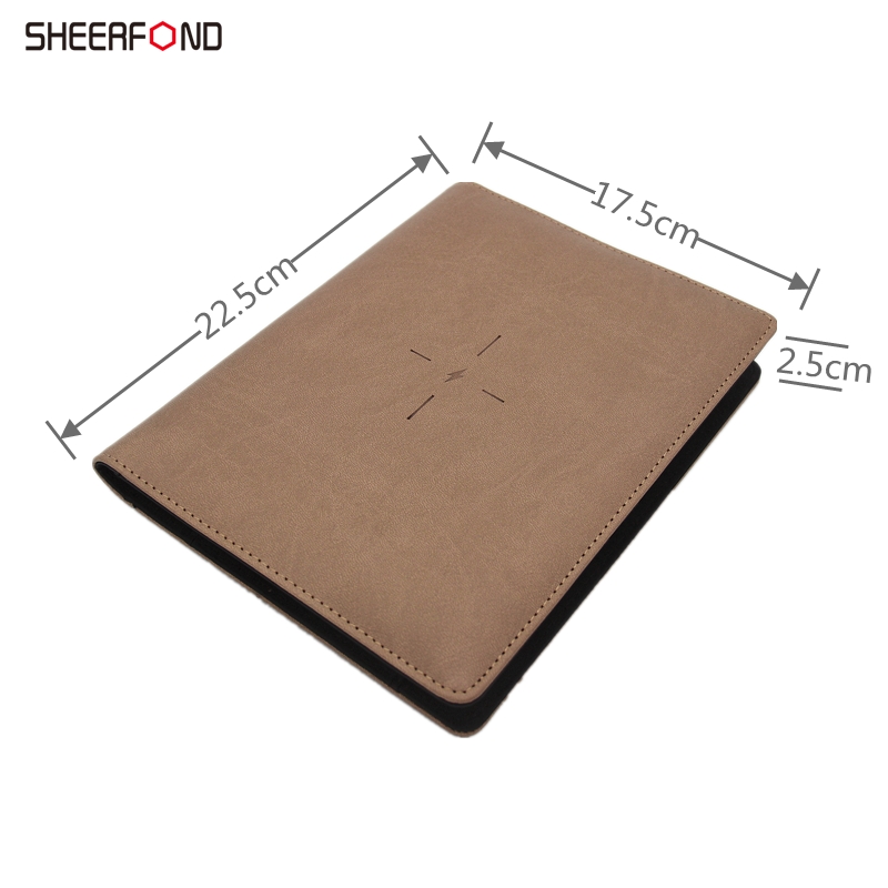 Sewing Binding PU Leather Power Bank Notebook Waterproof Padfolio Organizer