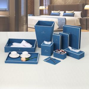 Quality hotel leather sets blue / white pu compedium folder for 5-star hotel guest supply wholesale