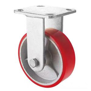 Quality 150MM PU Rigid Caster Wheel Heavy Duty Castors Wheels wholesale