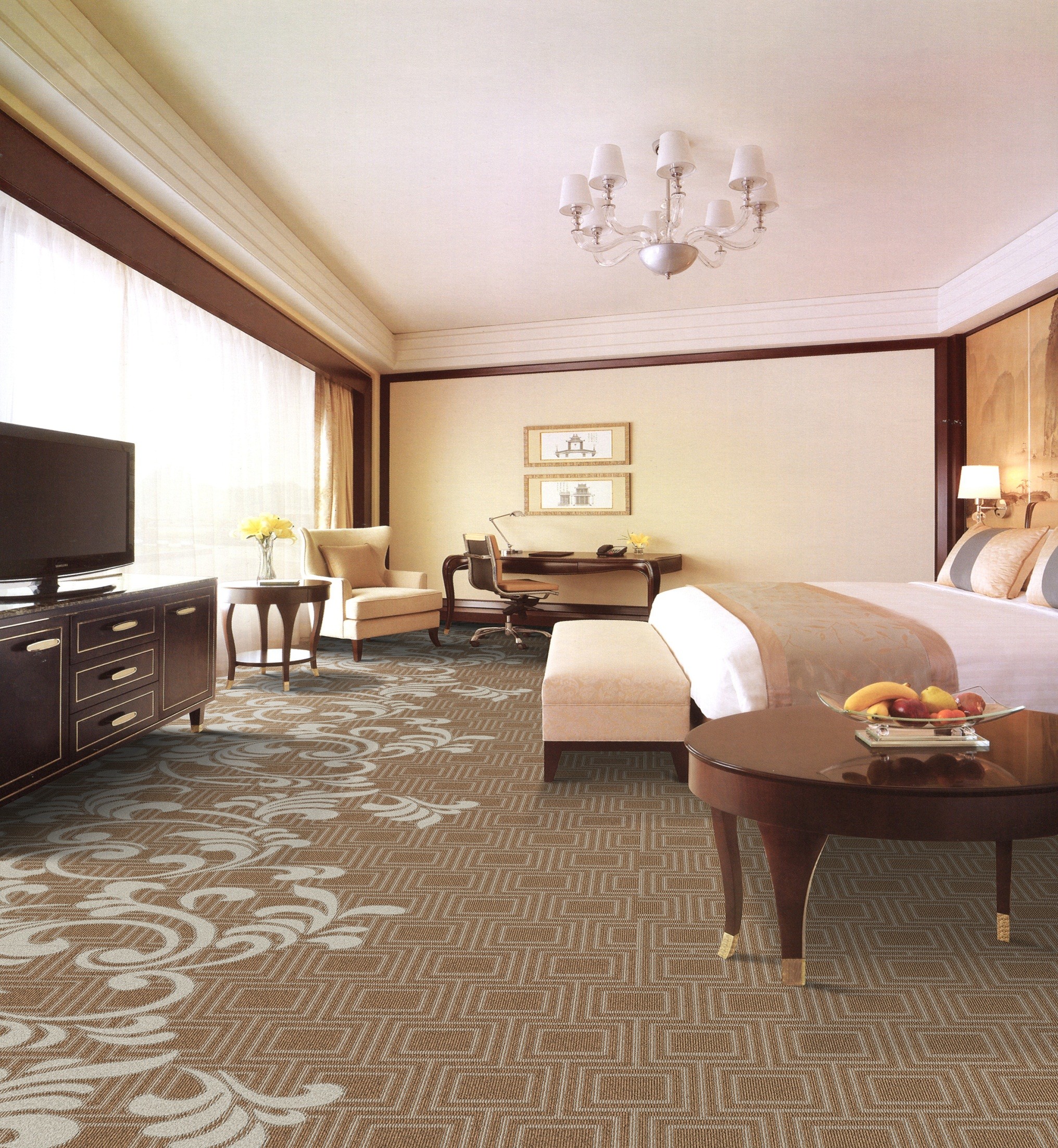Wool blended carpet 30%wool 70%polyester Cut pile carpet pile height 8mm Width 4m