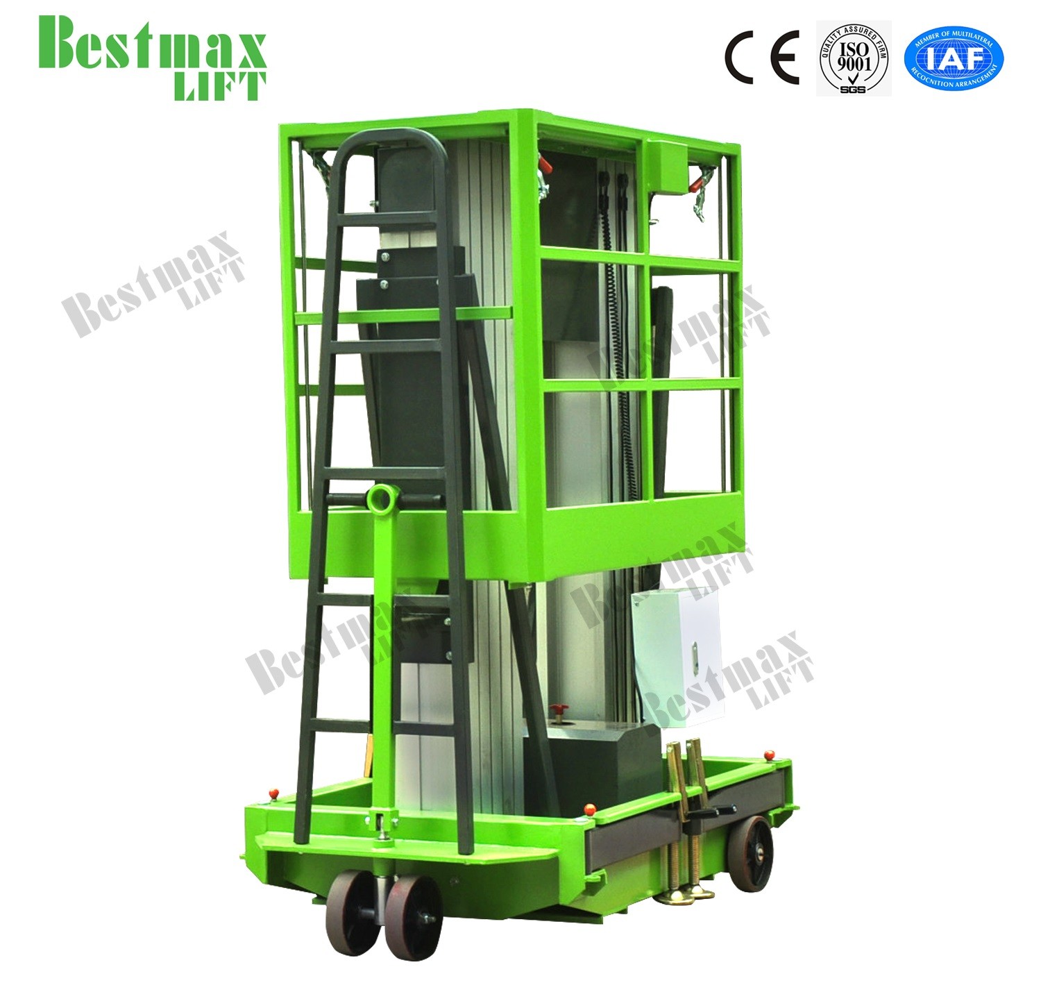 Double Mast Manual Pushing Vertical Lifting Platform For 10m Platform Height