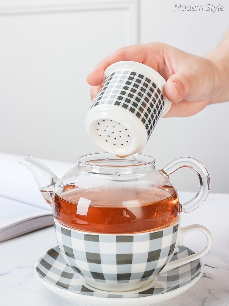 Convenient One Person Porcelain Tea Infuser Mug With Glass And Stackable Teapot