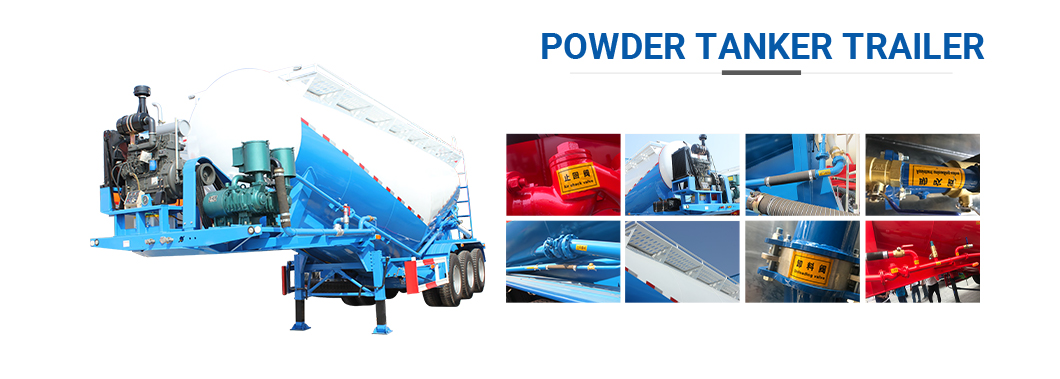 3-Axle Bulk Cement Tanker Semi Truck Trailer with 4'' Rubber Hose Discharge Pipe