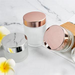 Quality Makeup Clear Glass Cosmetic Jars Bottles Custom Painting Matte Pink Lid wholesale