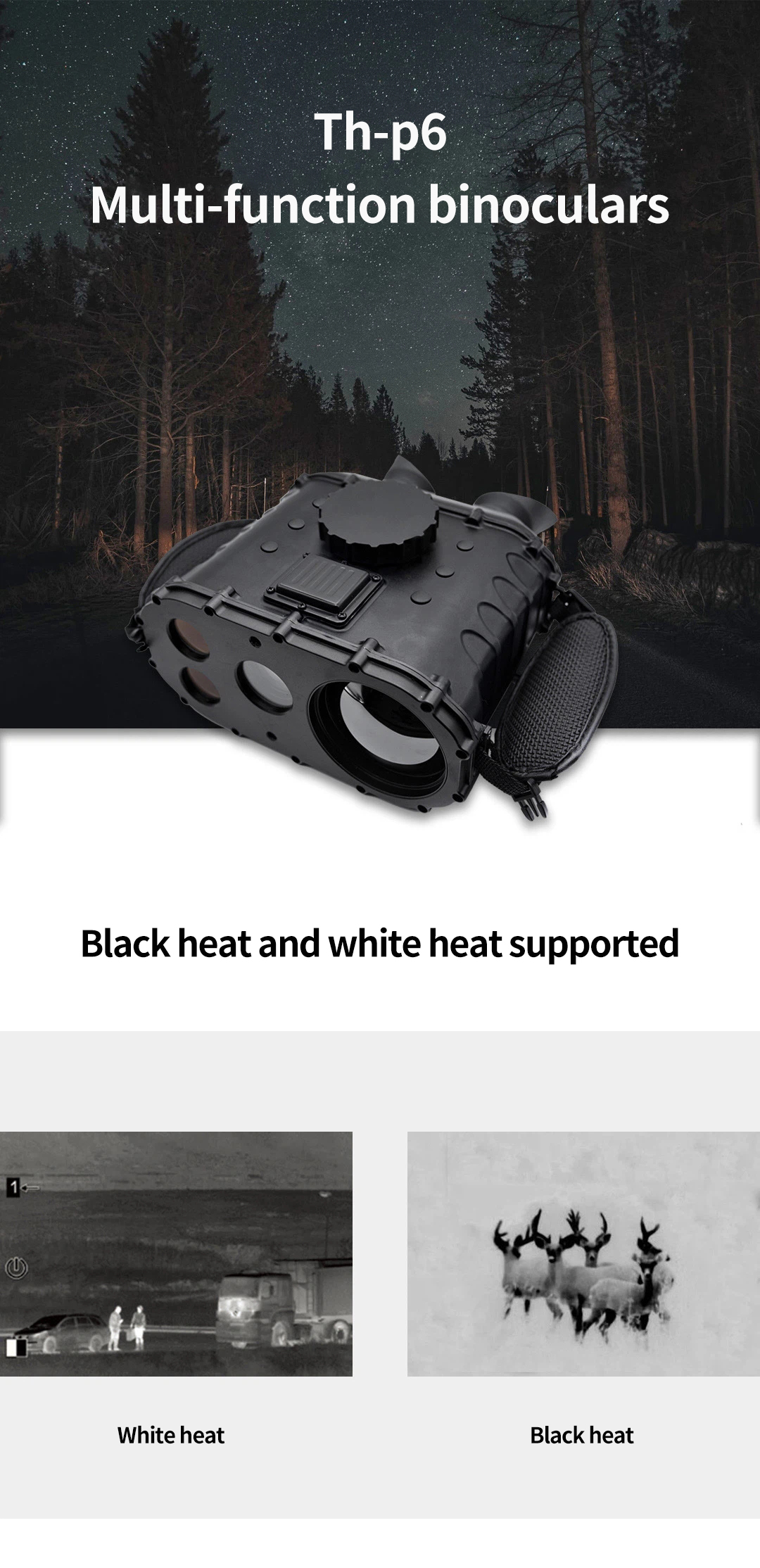 Uncooled Night Vision And Thermal Binoculars Multi Functional Thermal Gps Binoculars