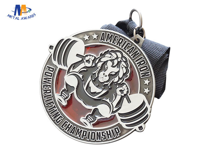 60*3MM Custom Award Medals , Translucent Enamel Conbine Soft Enamel Medals Antique Silver Plating