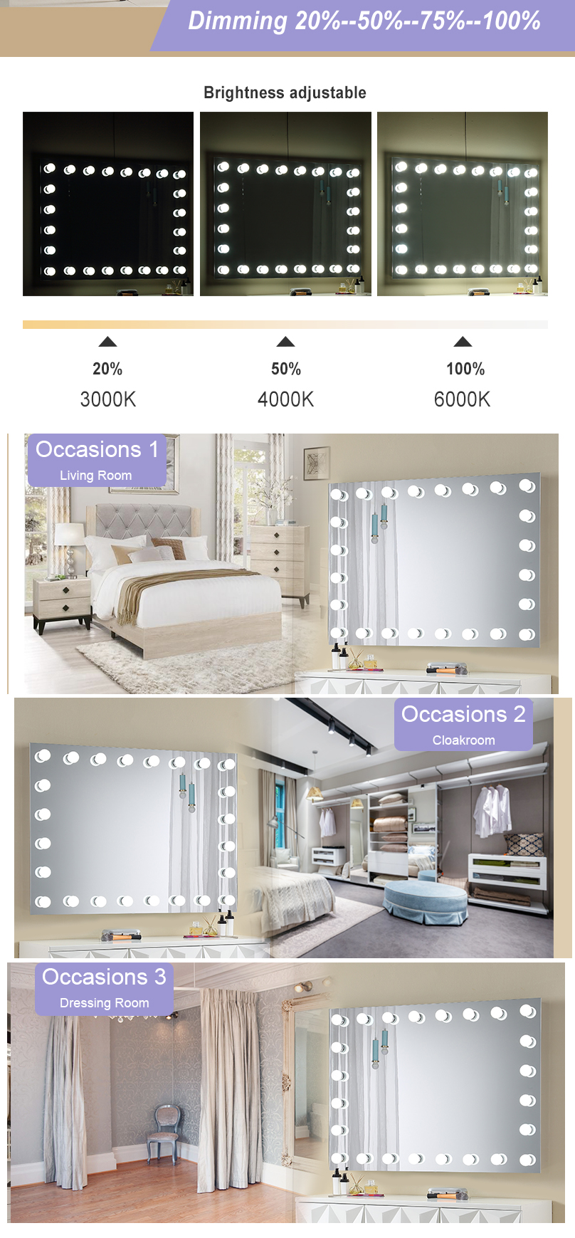 Small LED Bulbs Makeup Mirror With Lights Luxury Tabletop Led Bathroom Vanity Mirror